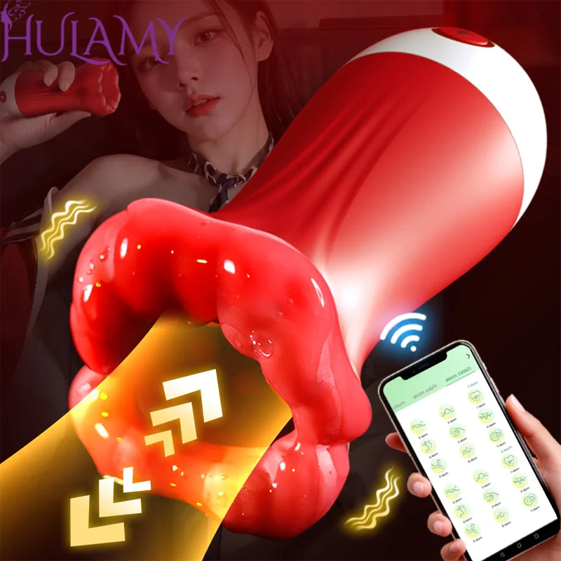 π₯2025 Deep Throat Sucking Male Penis Training Cup Strong Squeeze Vibration