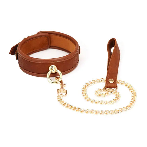 LacyMate™ Brown Leather Collar & Leash
