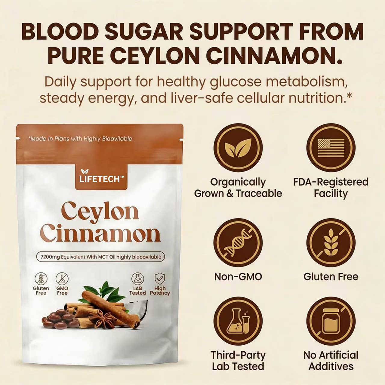 LIFETECH™ Organic Ceylon Cinnamon Powder