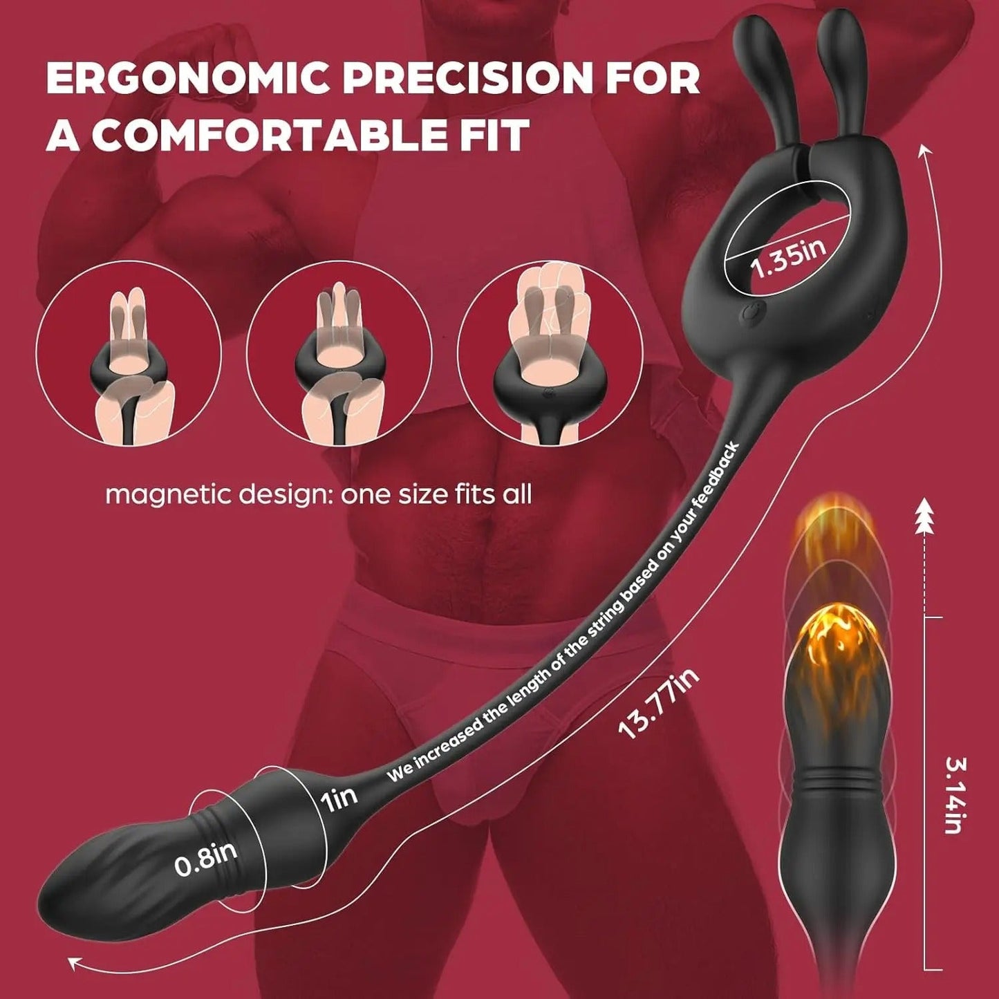 💥2026-4 IN 1 Bunny Massage, Male Sex Toy for Men Couples, 10 Vibrations x 10 Thrustions Remote Control