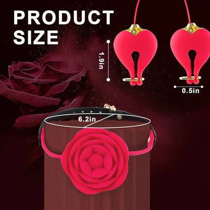 💥2026, Floriss - Rose Nipple Clamp Toys, 2 In 1 Adjustable Rose Necklace Mouth Gag