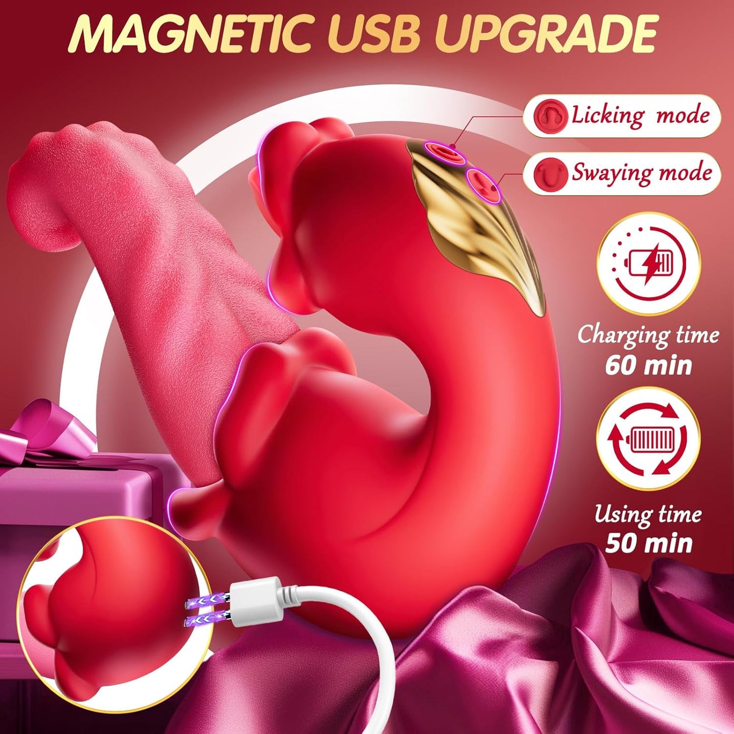 LICKORA X10 Suptruck 4-in-1 Tongue Rose Kiwinet Vibrator