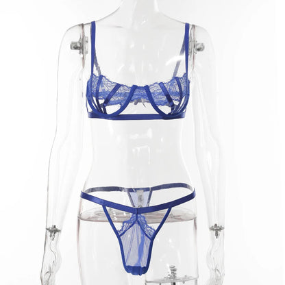 Ellolace Lingerie Set Women's Underwear Set Push up Hollow Out Bra Set Transparent Bralette Erotic Lingerie Female Underwear Set